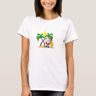 Sankt und Ren auf dem Strand T-Shirt