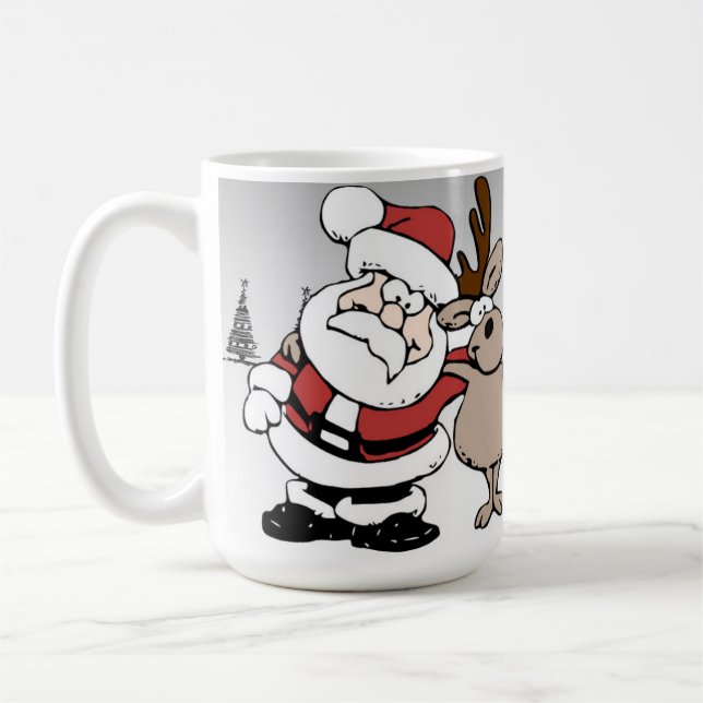 Sankt und Rudolph die rote gerochene Ren-Tasse Kaffeetasse (Links)