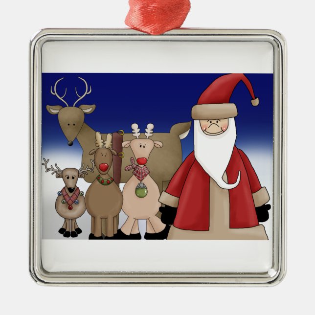 Sankt und seine Rotwild Silbernes Ornament (Vorne)