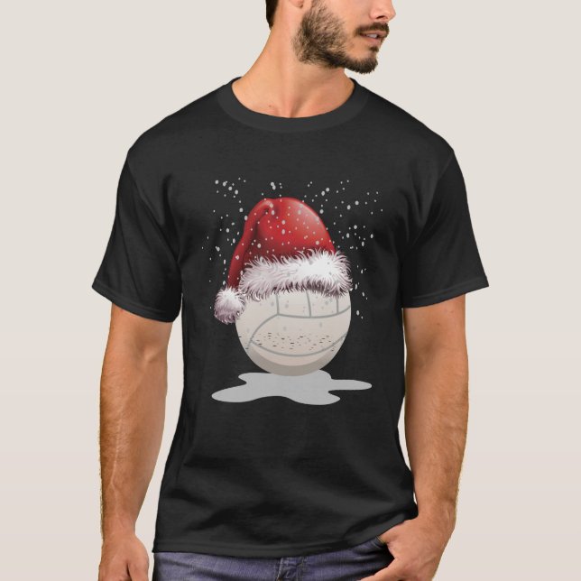 Sankt-Volleyball-Weihnachtsweihnachtshut-T - Shirt (Vorderseite)