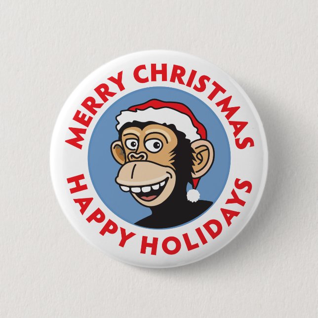 Sankt-Weihnachtsaffe Button (Vorderseite)