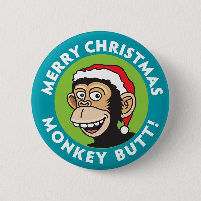 Sankt-Weihnachtsaffe Button (Vorderseite)