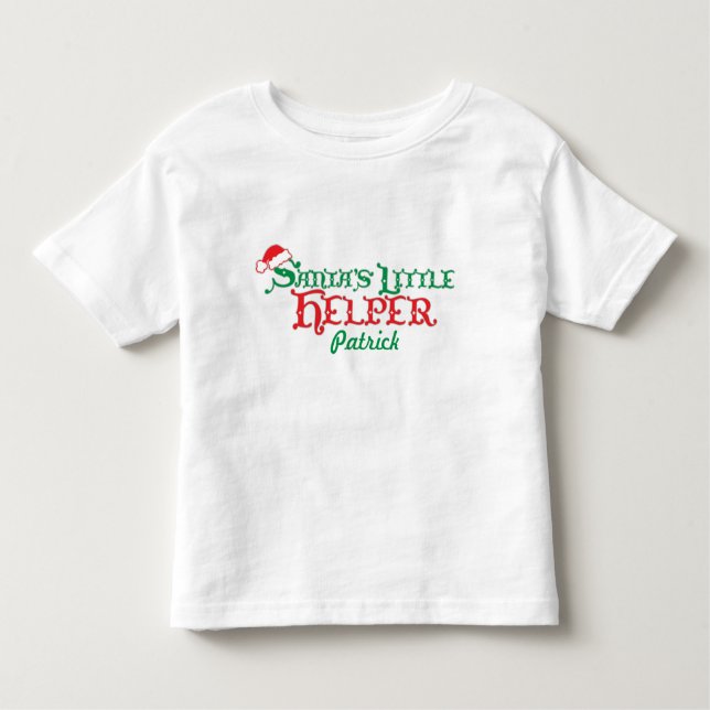 Sankt wenig Helfername Weihnachtsrotes grünes Kleinkind T-shirt (Vorderseite)