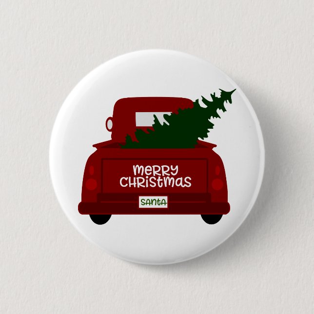 Sankt wenig roter Weihnachtsbaum-LKW Button (Vorderseite)
