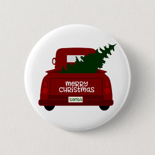 Sankt wenig roter Weihnachtsbaum-LKW Button