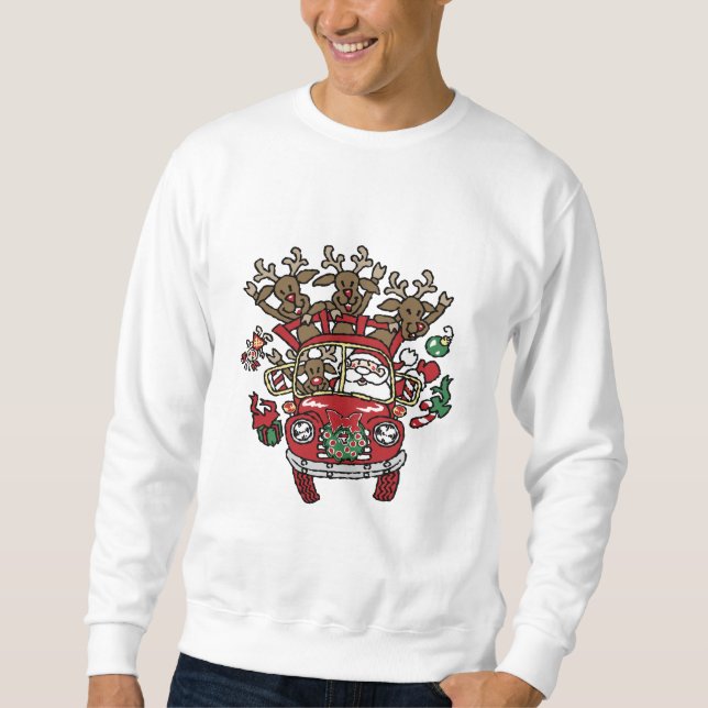 Sankt Woody und sein Ren-WeihnachtsCartoon Sweatshirt (Vorderseite)