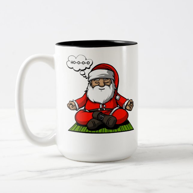 Sankt-Zen-Yoga-Meditations-Weihnachten Zweifarbige Tasse (Links)