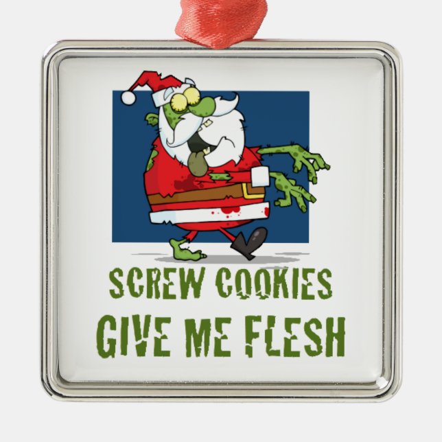 Sankt-Zombie-Plätzchen Silbernes Ornament (Vorne)