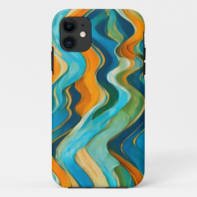 Sanlúcar Blue Green Orange Waves Case-Mate iPhone Hülle (Rückseite)