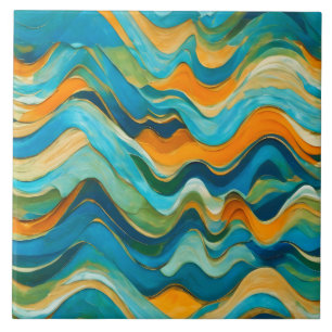 Sanlúcar Blue Green Orange Waves Fliese