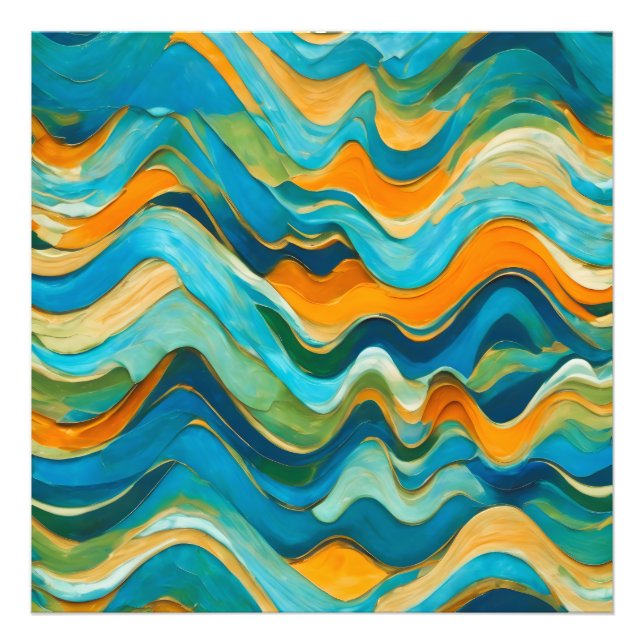 Sanlúcar Blue Green Orange Waves Fotodruck (Vorne)
