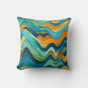 Sanlúcar Blue Green Orange Waves Kissen