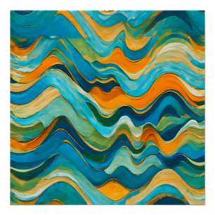 Sanlúcar Blue Green Orange Waves Poster