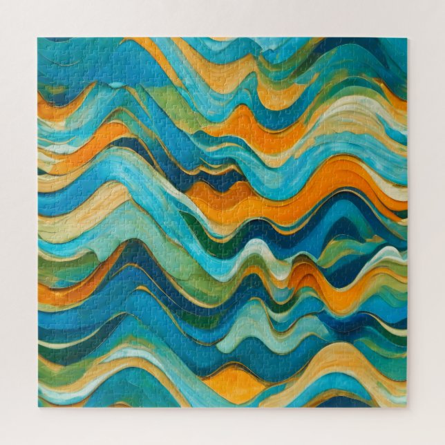 Sanlúcar Blue Green Orange Waves Puzzle (Vertikal)