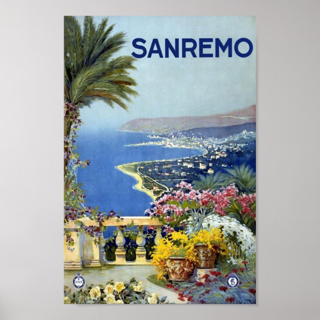 Sanremo Italy Europe Vintage Travel Poster (Vorne)