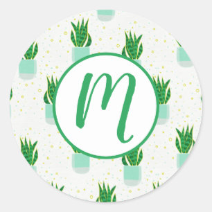 Sansevieria Schlange Pflanze drucken Runder Aufkleber