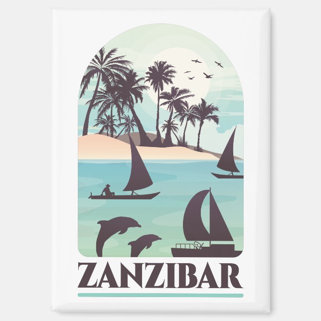 Sansibar Africa Retro Vintage Travel Magnet (Vorderseite)