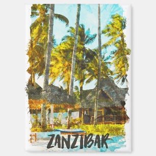 Sansibar Afrika Vintage Reiseillustration Magnet