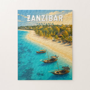Sansibar Tansania Illustration Reise Kunst Vintage Puzzle