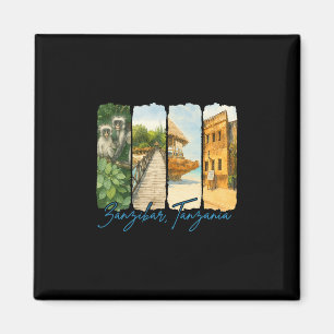 Sansibar Tansania Reise Trip Brushstroke Andenken Magnet