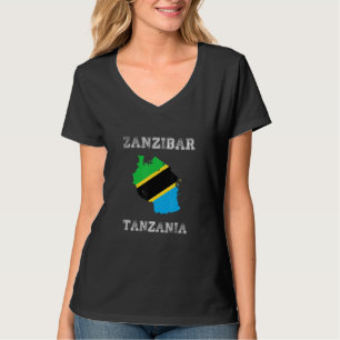 Sansibar Tansania Vintage Tansania Flagge Map Desi T-Shirt