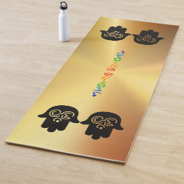 Sanskrit Chakra Om Hamsa Gold Metallic Yogamatte