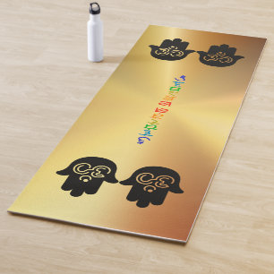 Sanskrit Chakra Om Hamsa Gold Metallic Yogamatte