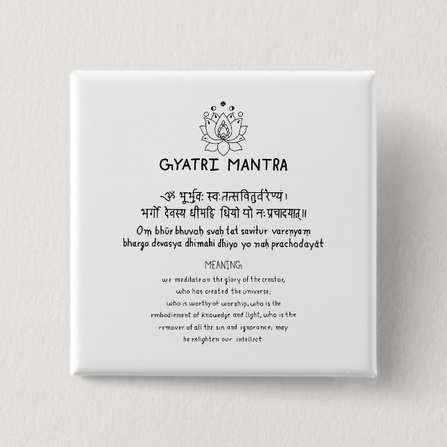 Sanskrit Gyatri Mantra Button (Vorderseite)