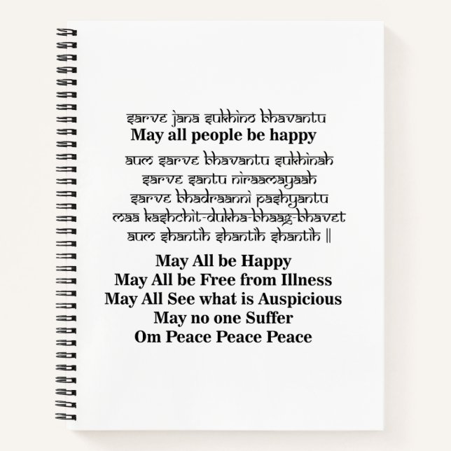 Sanskrit-Mantra für Frieden Notizbuch (Vorderseite)