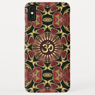 Sanskrit Om Gold + Red Baroque iPhone 3 Fall XS Max Hülle