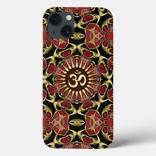 Sanskrit Om Gold + Roter Barock iPad Fall Case-Mate iPhone Hülle (Rückseite)