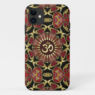 Sanskrit OM-Gold + Roter barocker iPhone 5 Kasten 11 Hülle