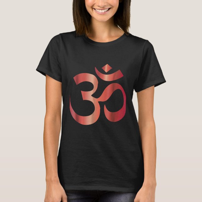 Sanskrit Red Om Yoga Om Ohm Hindu Medizin Symb T-Shirt (Vorderseite)