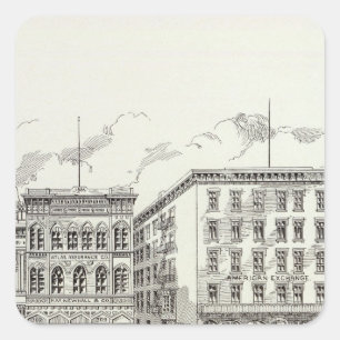 Sansome West California and Sacramento Quadratischer Aufkleber