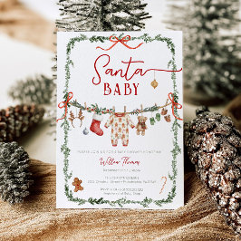 Sant Baby Clothesline Winter Baby Shower Einladung