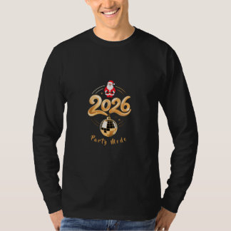 Santa 2026 Party Mode Gold Disco Christmas T-Shirt