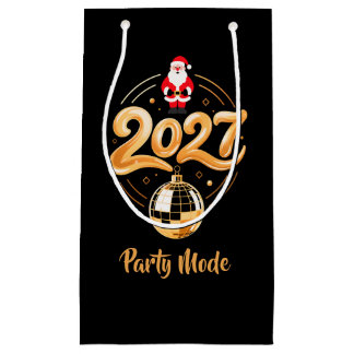 Santa 2027 Party-Modus Gold Disco Weihnachten Kleine Geschenktüte