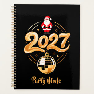 Santa 2027 Party-Modus Gold Disco Weihnachten Planer