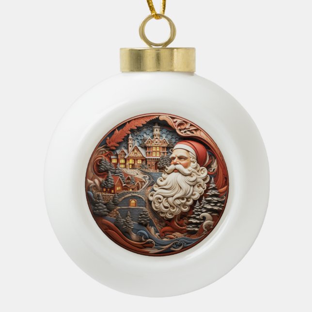 Santa 3D Gallery Keramik Kugel-Ornament (Vorderseite)