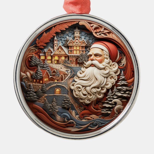 Santa 3D Ornament Aus Metall (Vorne)