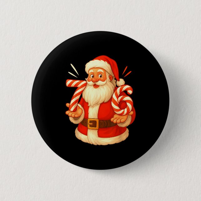 Santa 67 Candy Cane Six Seven Santa Claus Funny Ch Button (Vorderseite)