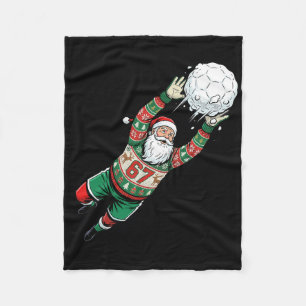 Santa 67 Fußball-Torhüter hässlicher Weihnachtssch Fleecedecke