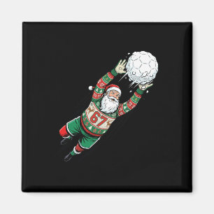 Santa 67 Fußball-Torhüter hässlicher Weihnachtssch Magnet