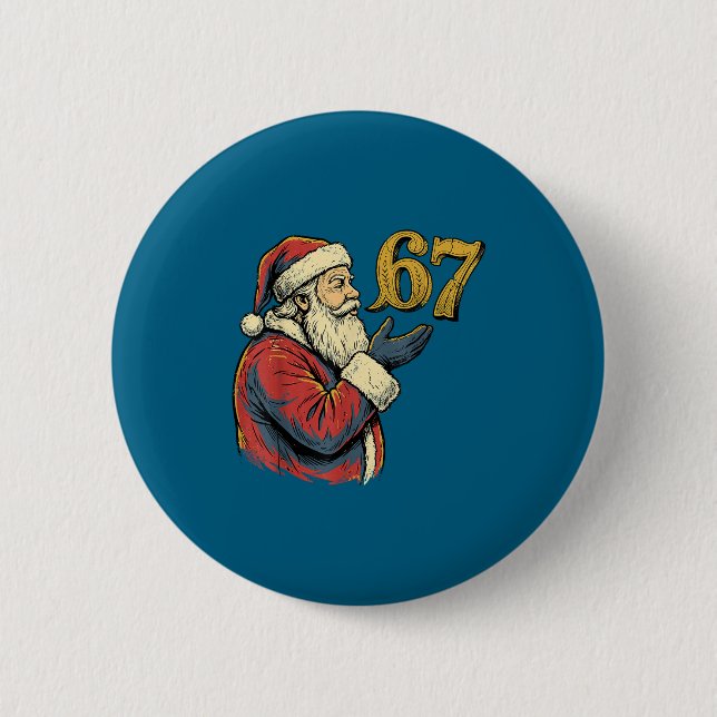 Santa 67 Number Funny Christmas Meme Se  Button (Vorderseite)