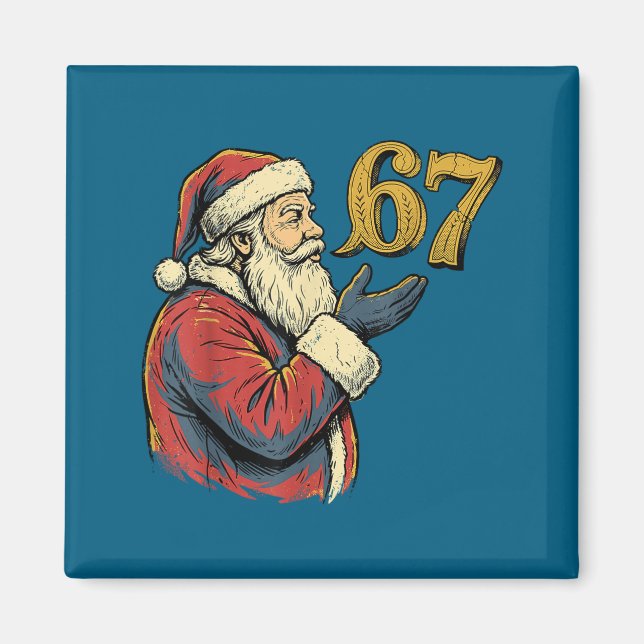 Santa 67 Number Funny Christmas Meme Se  Magnet (Vorne)