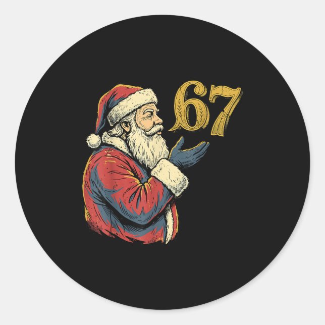 Santa 67 Number Funny Christmas Meme Se  Runder Aufkleber (Vorderseite)