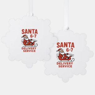 Santa 6-7 Lieferdienst Ornament Karte