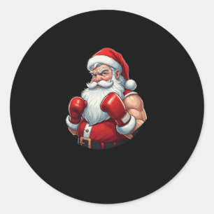 Santa A Boxer Funny Christmas Boxing Ho Ho-ly Knoc Runder Aufkleber
