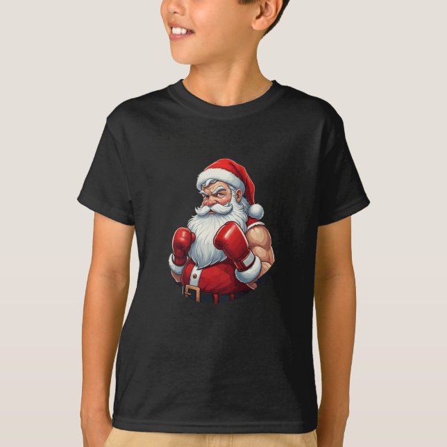 Santa A Boxer Funny Christmas Boxing Ho Ho-ly Knoc T-Shirt (Vorderseite)