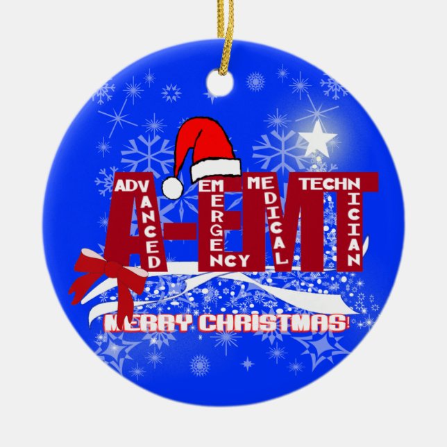 SANTA A-EMT CHRISTMAS ORNAMET NOTFALL MED TECH KERAMIKORNAMENT (Vorne)